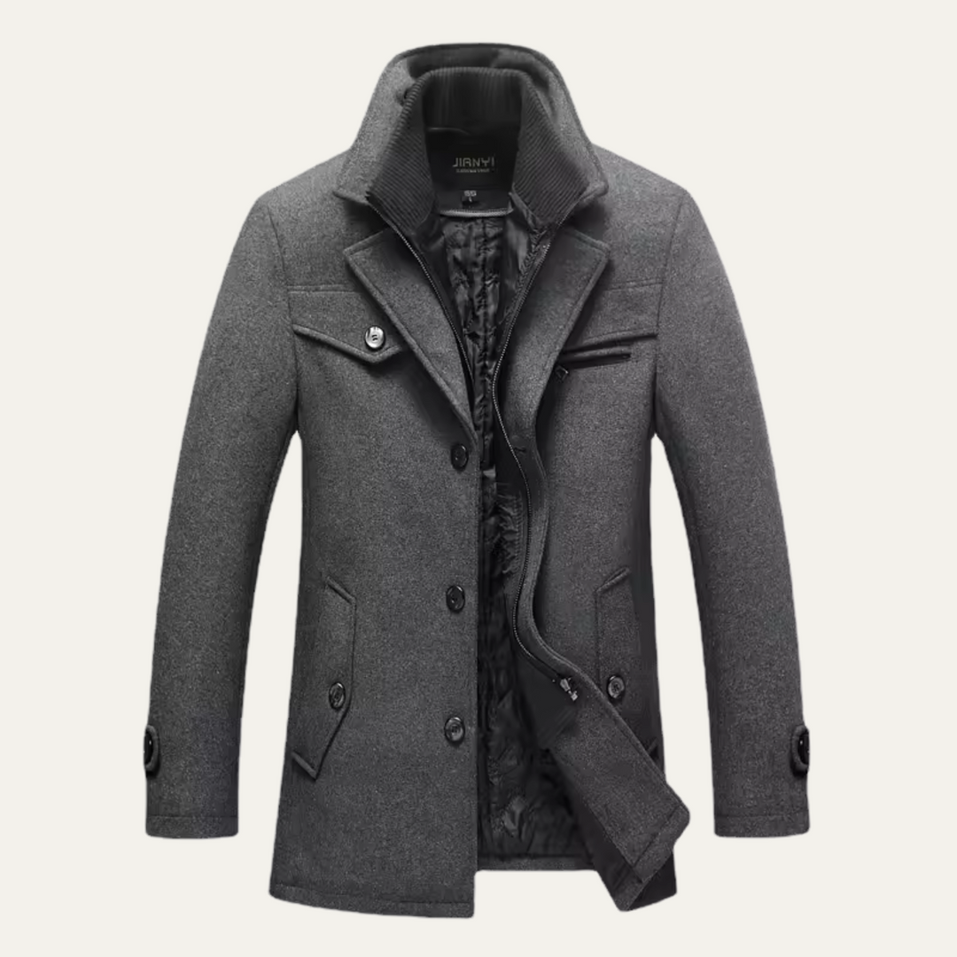 Mens Wool Blend Trench Coat Quilted Lining Classic Fit