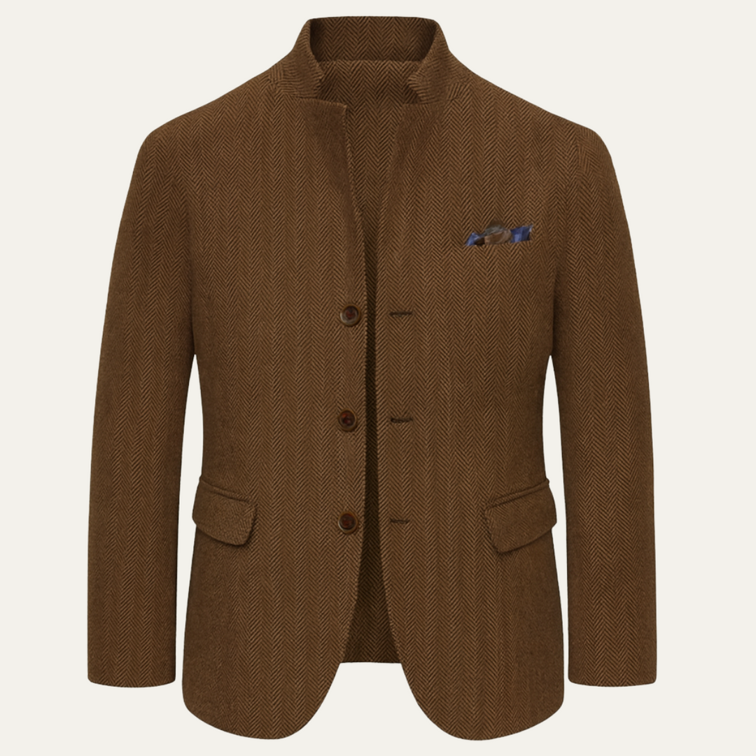Mens Wool Tweed Blazer Single Breasted Tailored Fit - BritishMode