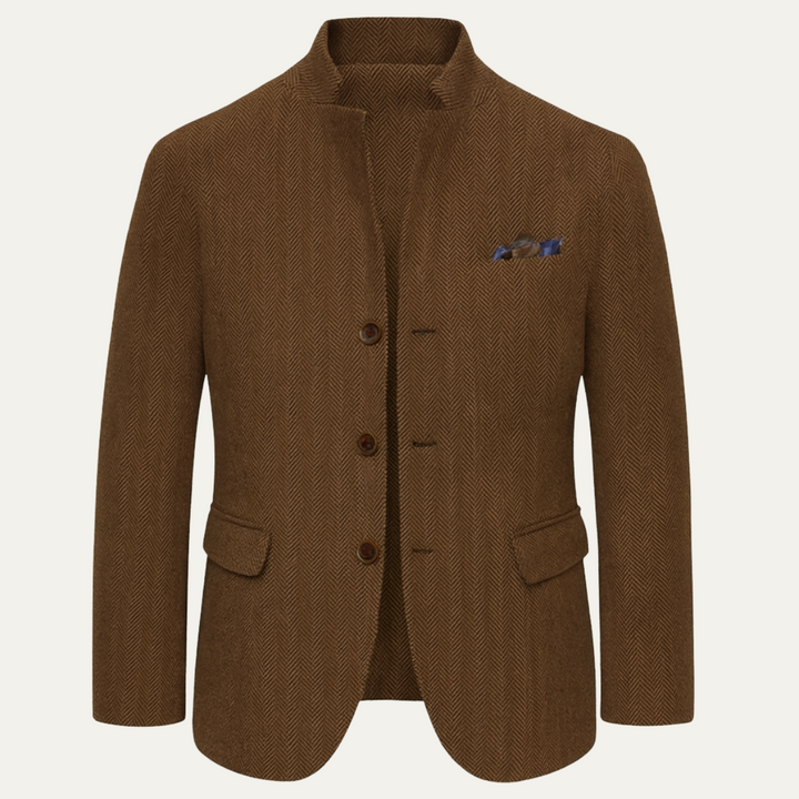 Mens Wool Tweed Blazer Single Breasted Tailored Fit - BritishMode