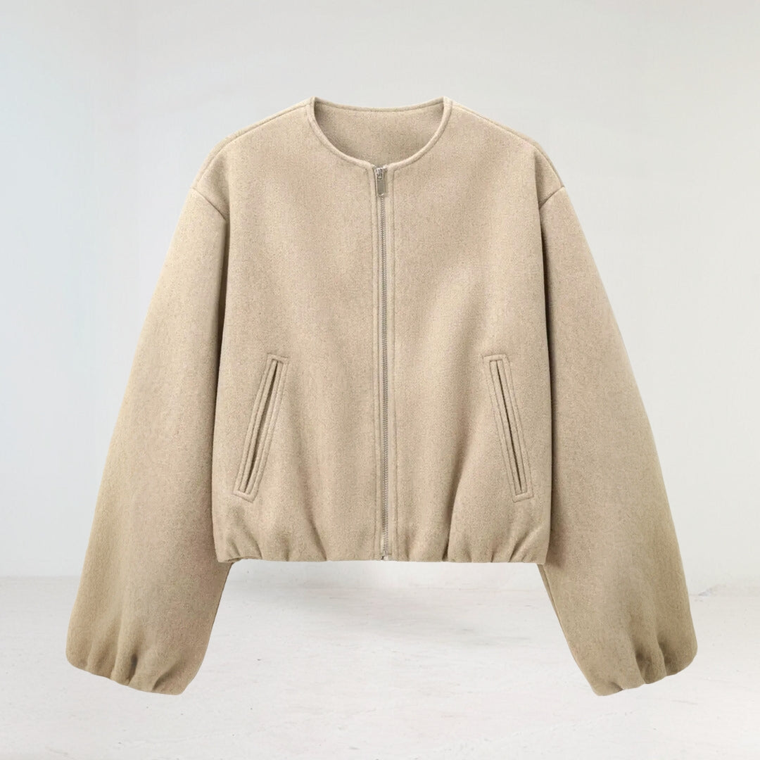 Womens Zip-Up Jacket with Puffy Sleeves Lightweight