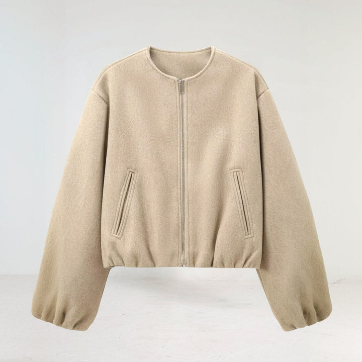 Womens Zip-Up Jacket with Puffy Sleeves Lightweight