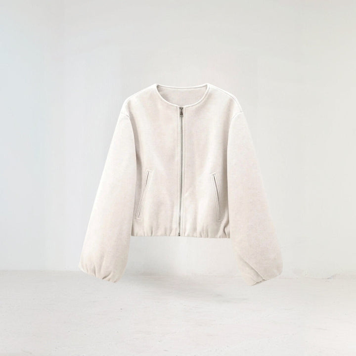 Womens Zip-Up Jacket with Puffy Sleeves Lightweight