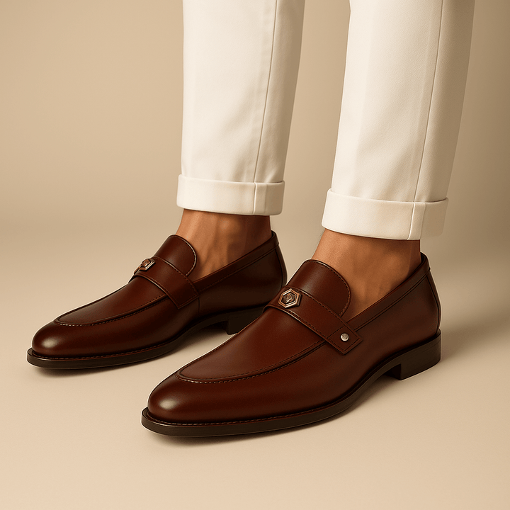 Mens Leather Loafers Clean Cut Slip-On