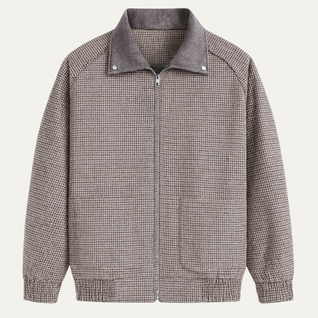 Mens Casual Plaid Jacket Zip-Up Loose Fit - BritishMode