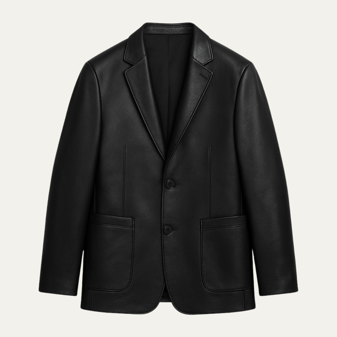 Mens Faux Leather Blazer Jacket Smart Fit Winter - BritishMode