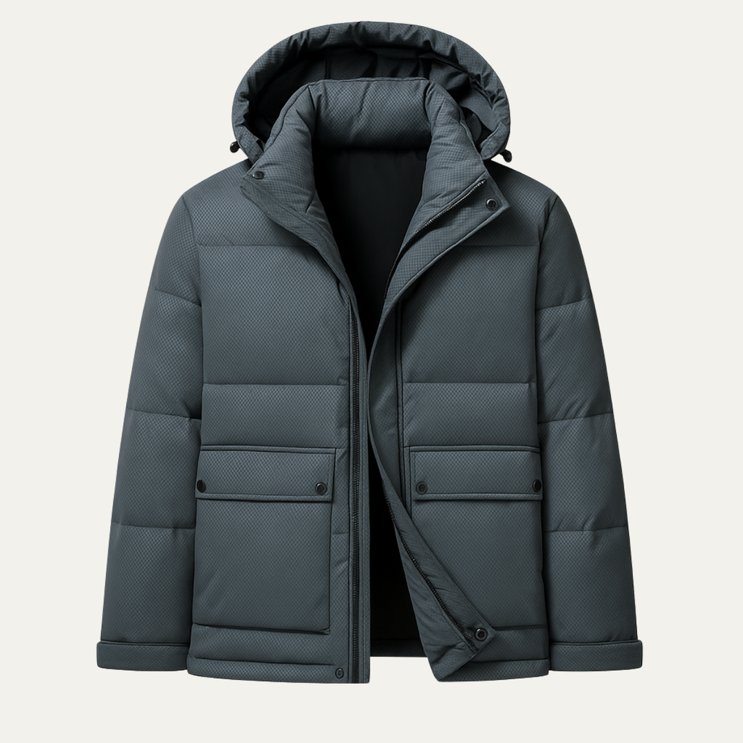 Mens Down Puffer Jacket Waterproof Hooded Insulated - BritishMode