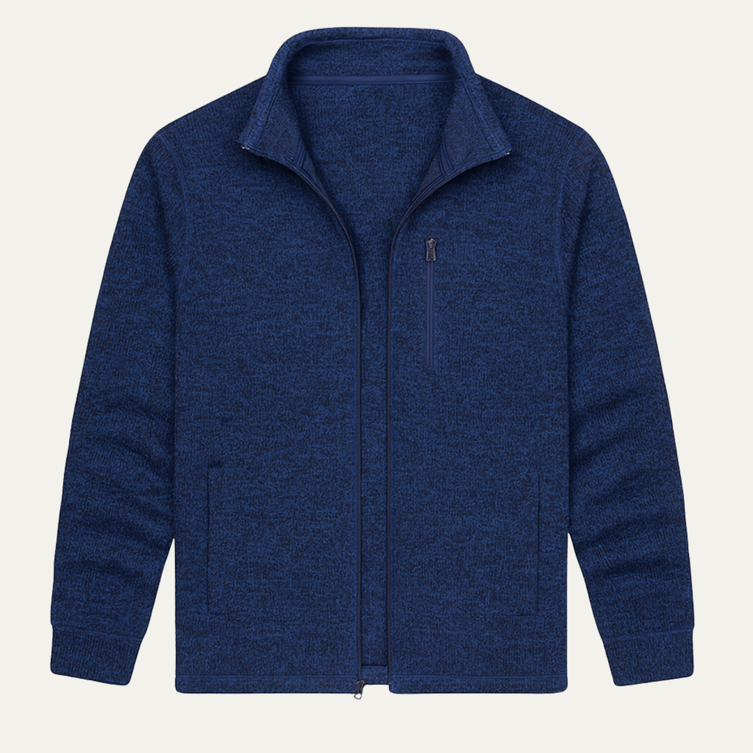 Mens Lightweight Knitted Fleece Jacket Full Zip Outdoor - BritishMode