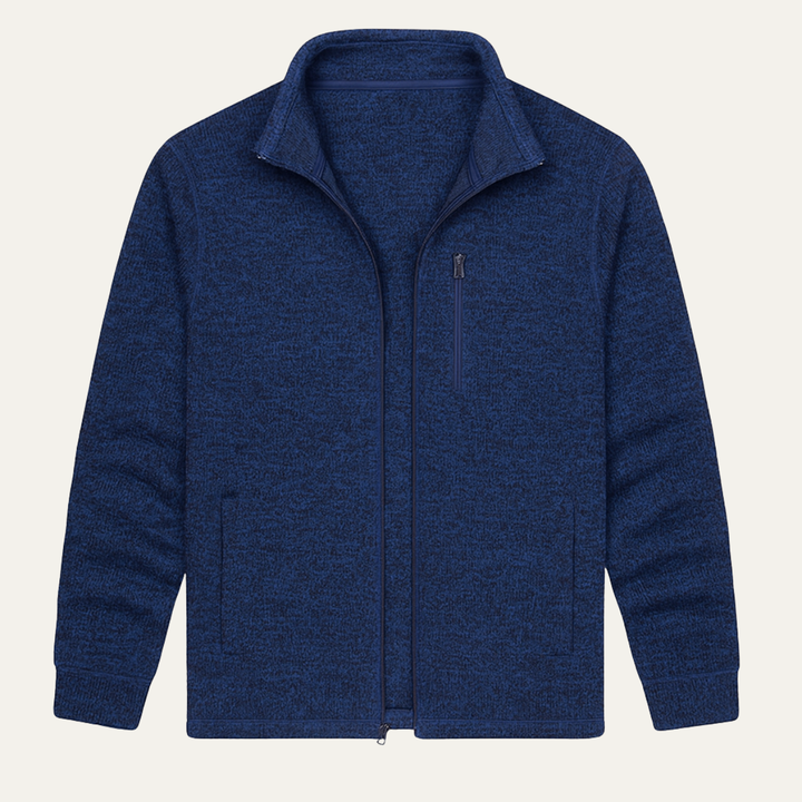 Mens Lightweight Knitted Fleece Jacket Full Zip Outdoor - BritishMode