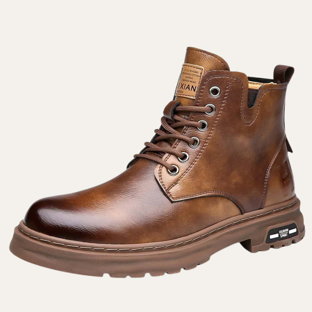 Mens Leather Lace-Up Ankle Work Boots