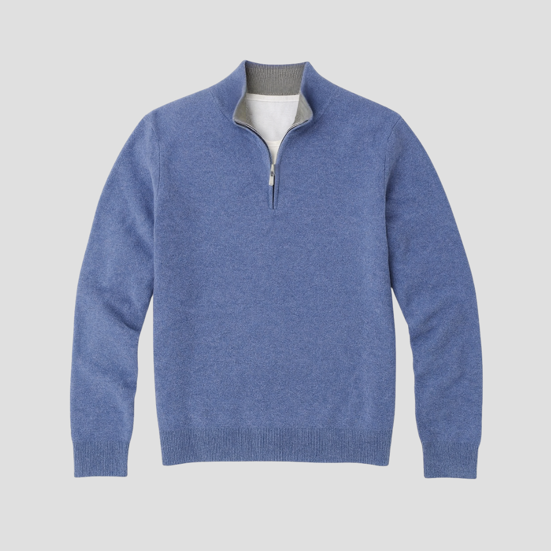 Mens Quarter-Zip Sweater with Mock Neck Classic Fit