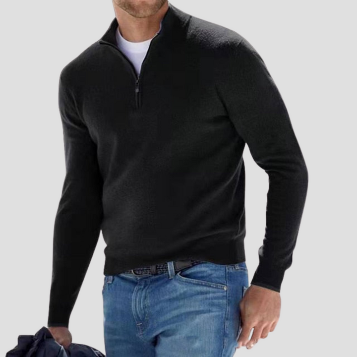 Mens Quarter-Zip Sweater with Mock Neck Classic Fit