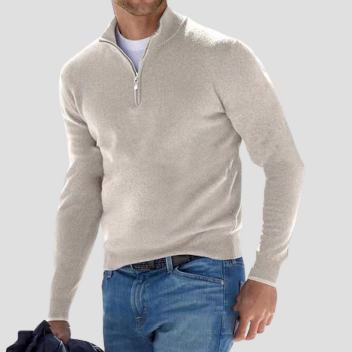 Mens Quarter-Zip Sweater with Mock Neck Classic Fit