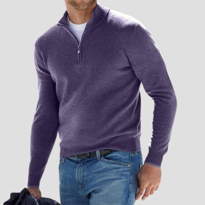 Mens Quarter-Zip Sweater with Mock Neck Classic Fit