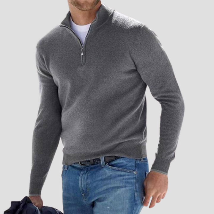 Mens Quarter-Zip Sweater with Mock Neck Classic Fit