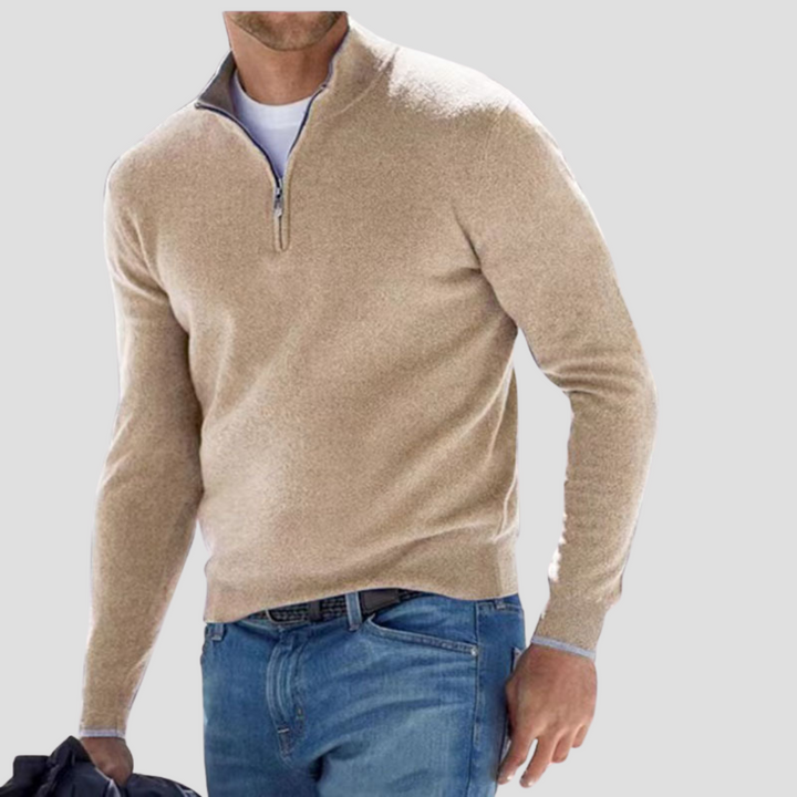 Mens Quarter-Zip Sweater with Mock Neck Classic Fit