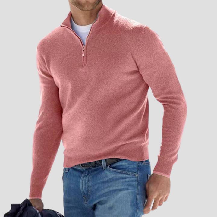 Mens Quarter-Zip Sweater with Mock Neck Classic Fit