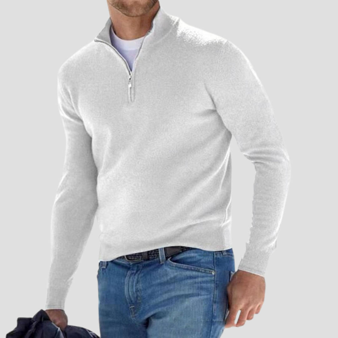 Mens Quarter-Zip Sweater with Mock Neck Classic Fit