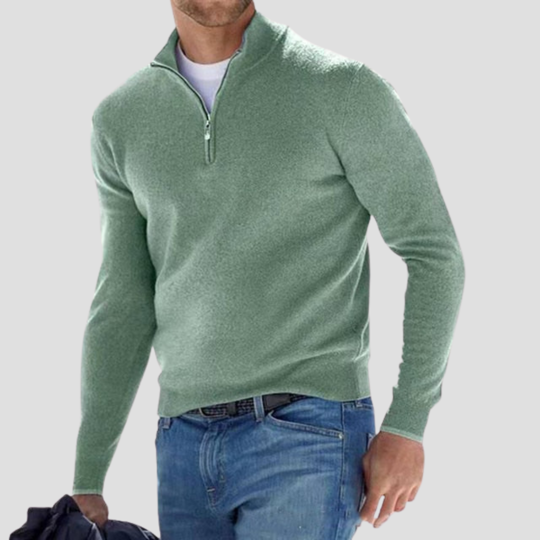 Mens Quarter-Zip Sweater with Mock Neck Classic Fit