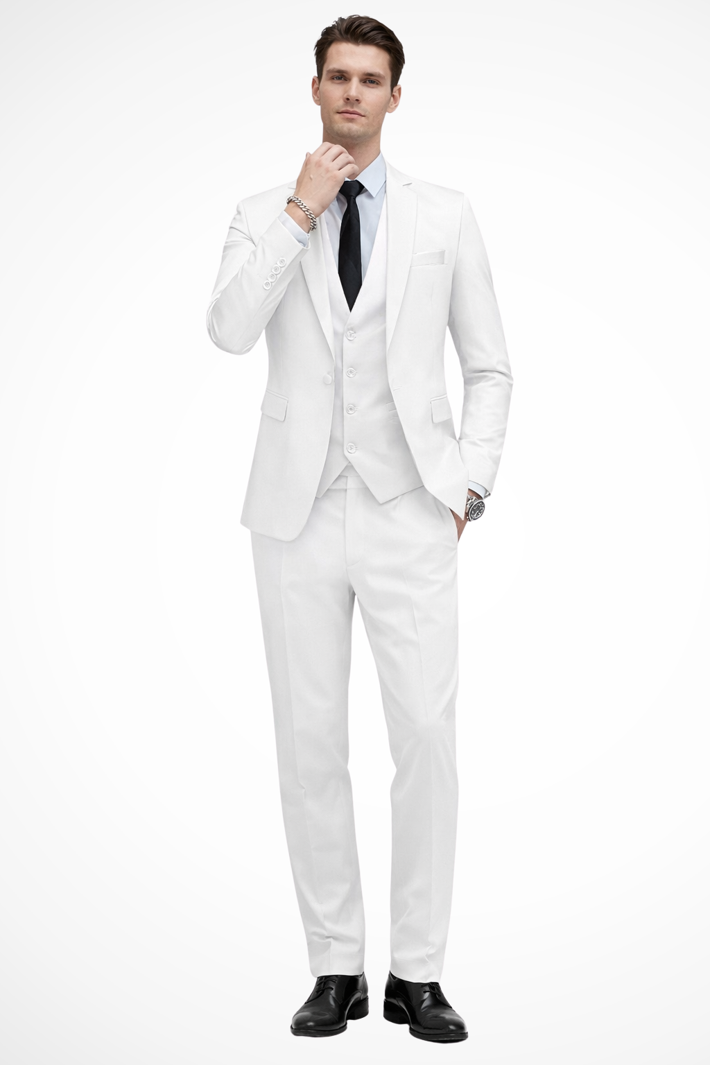 Mens Slim Fit Notch Lapel Suit Wedding Guest