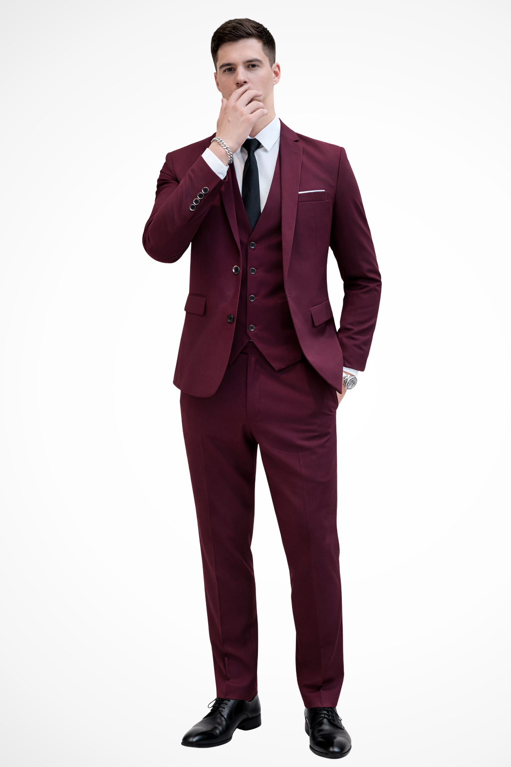 Mens Slim Fit Notch Lapel Suit Wedding Guest