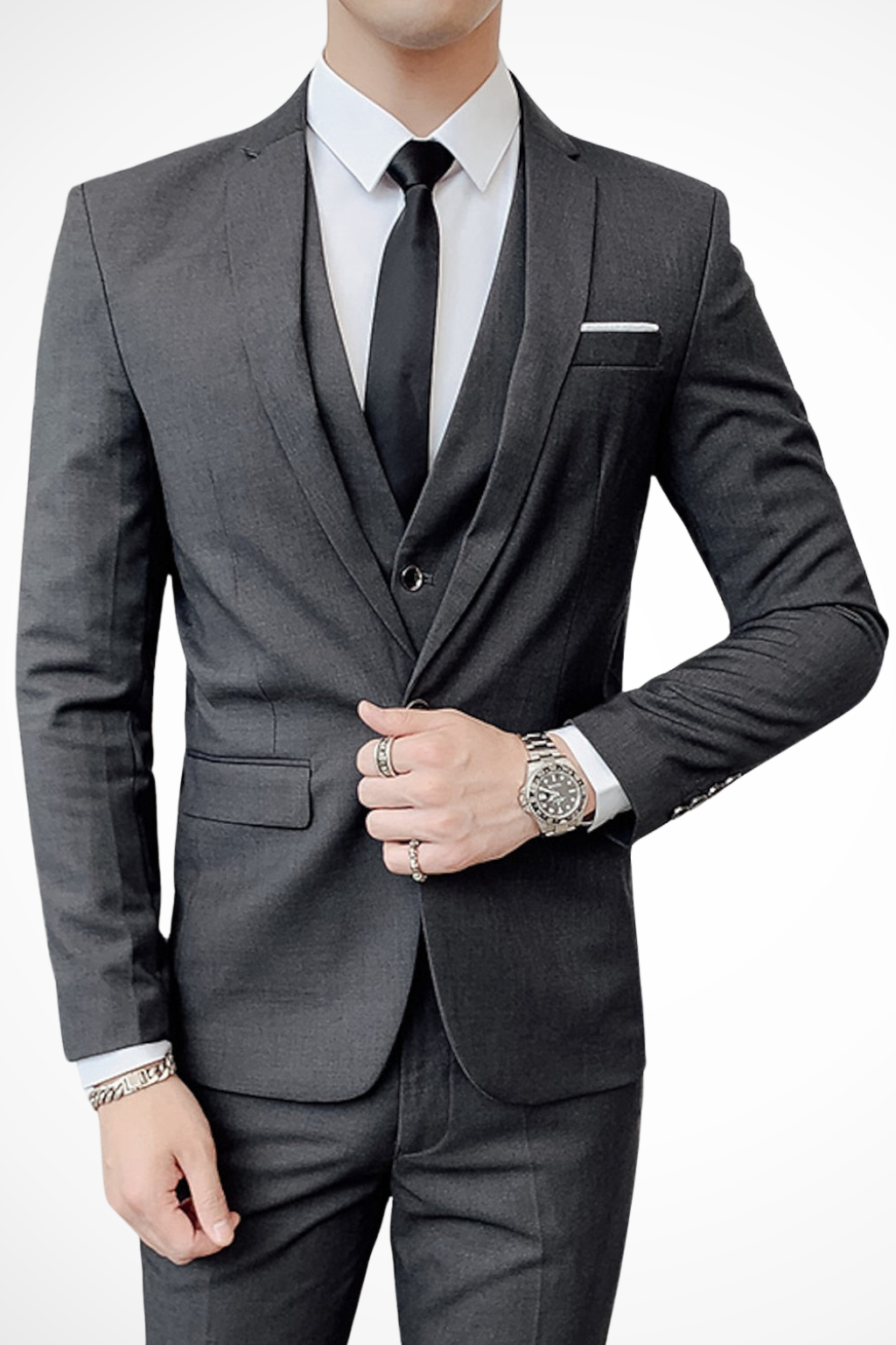 Mens Slim Fit Notch Lapel Suit Wedding Guest
