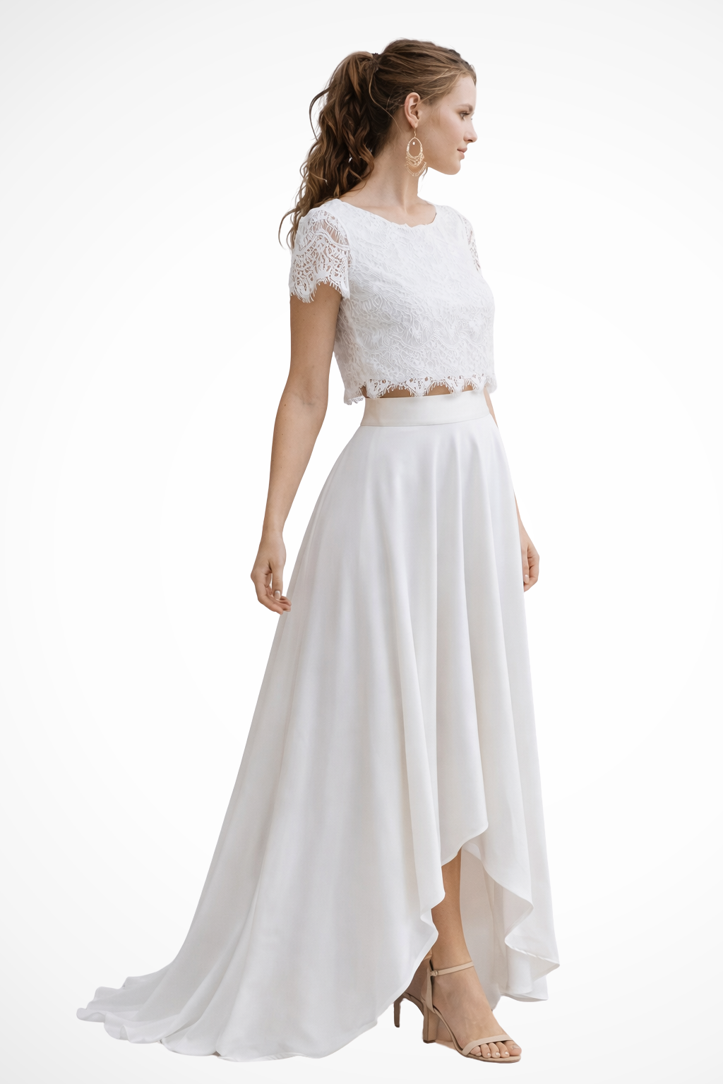 Womens Lace Top and Maxi Skirt Set Wedding Guest