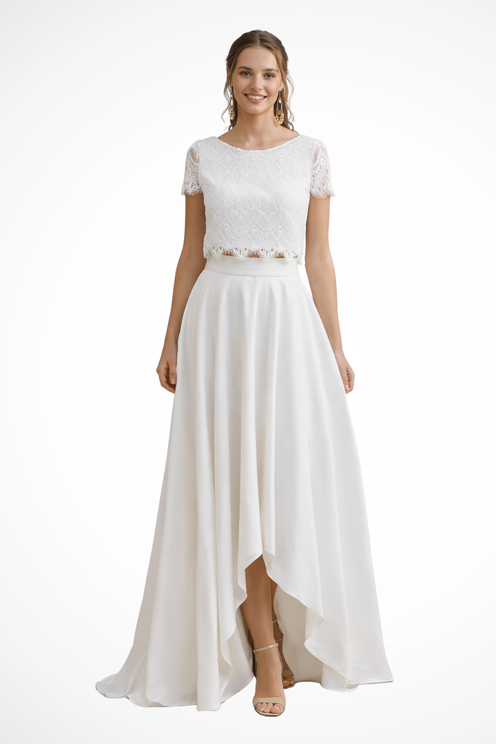 Womens Lace Top and Maxi Skirt Set Wedding Guest - BritishMode
