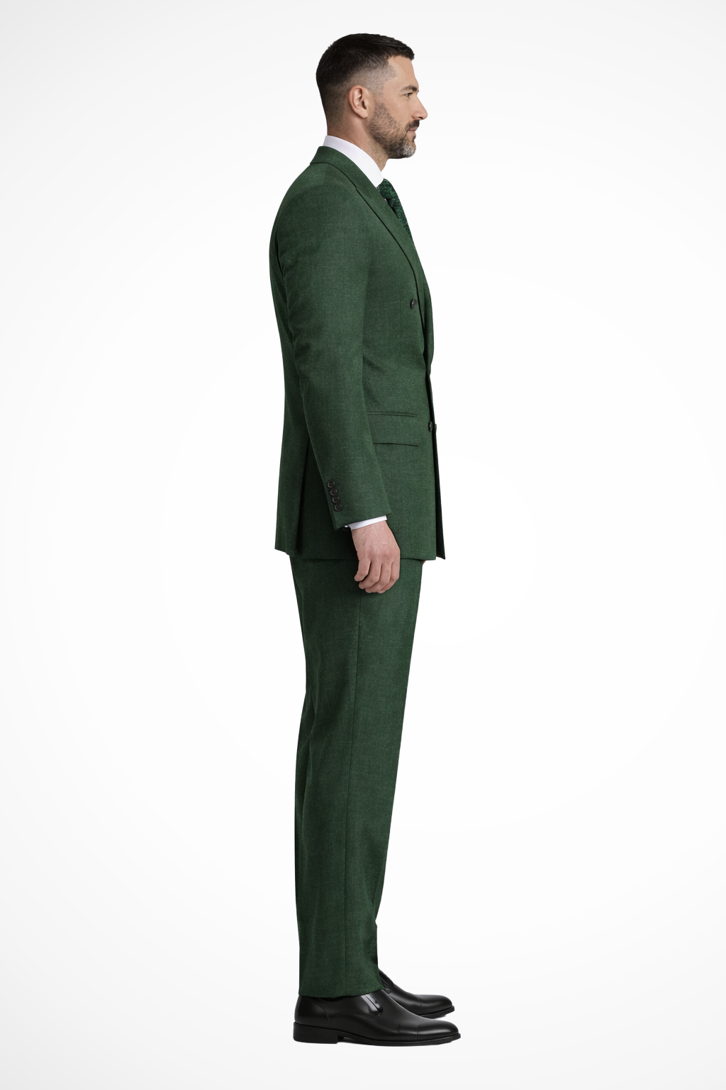 Mens Double Breasted Linen Suit Two Piece Formal Fit