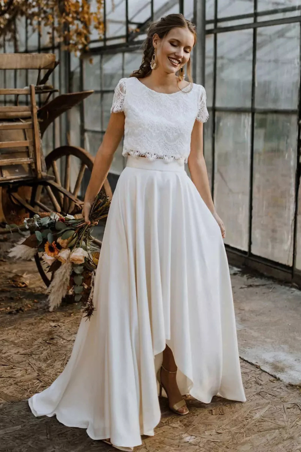 Womens Lace Top and Maxi Skirt Set Wedding Guest