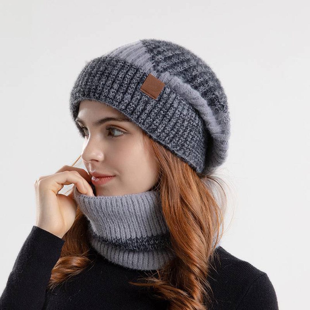 Unisex Winter Hat and Scarf Set Wool Blend Warm