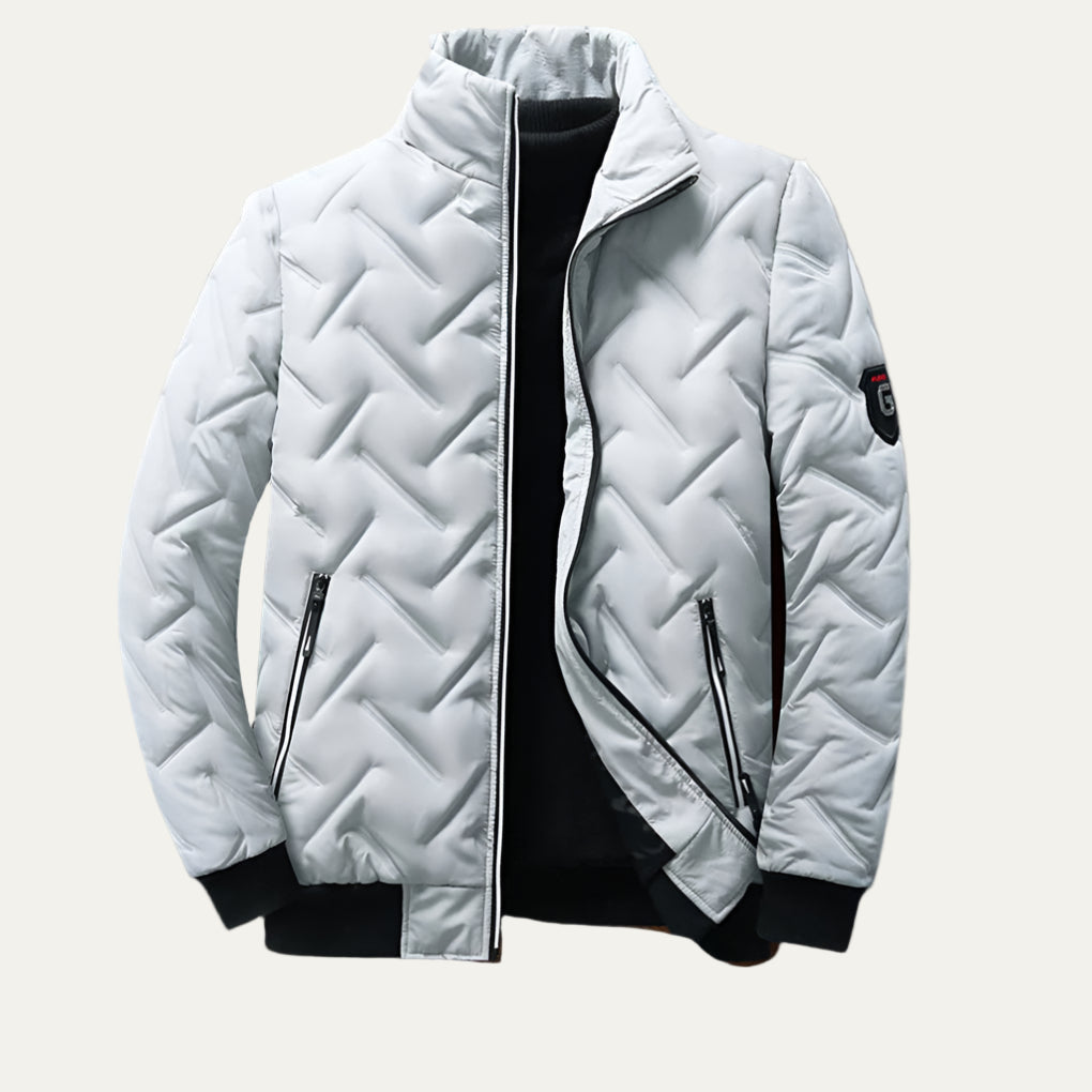 Mens Quilted Puffer Jacket with High Collar Modern Fit