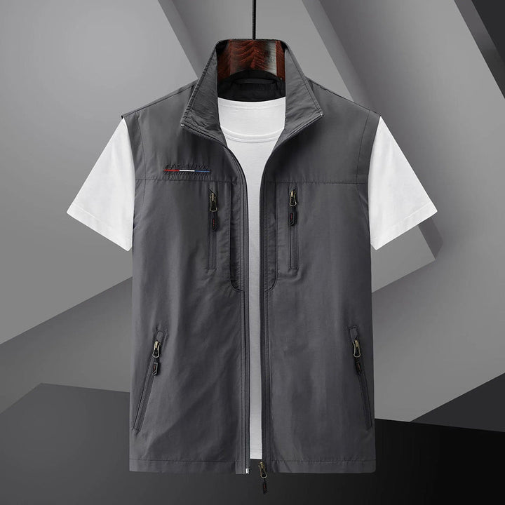 Mens Utility Travel Vest Multi-Pocket Lightweight