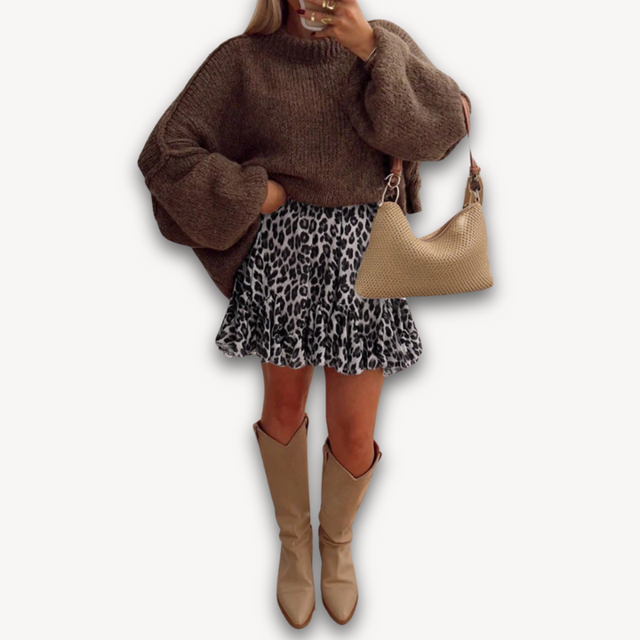 Womens Mini Skirt Polyester Ruffle Hem Relaxed Fit