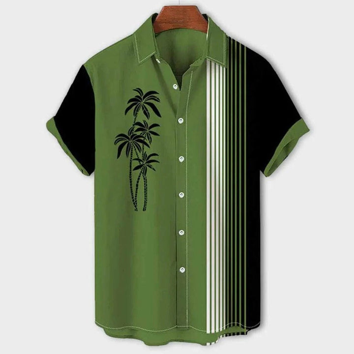 Mens Polo Shirt with Tropical Print Cotton Casual Fit