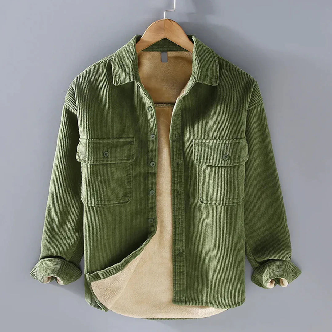 Mens Corduroy Shirt Long Sleeve Winter Fit