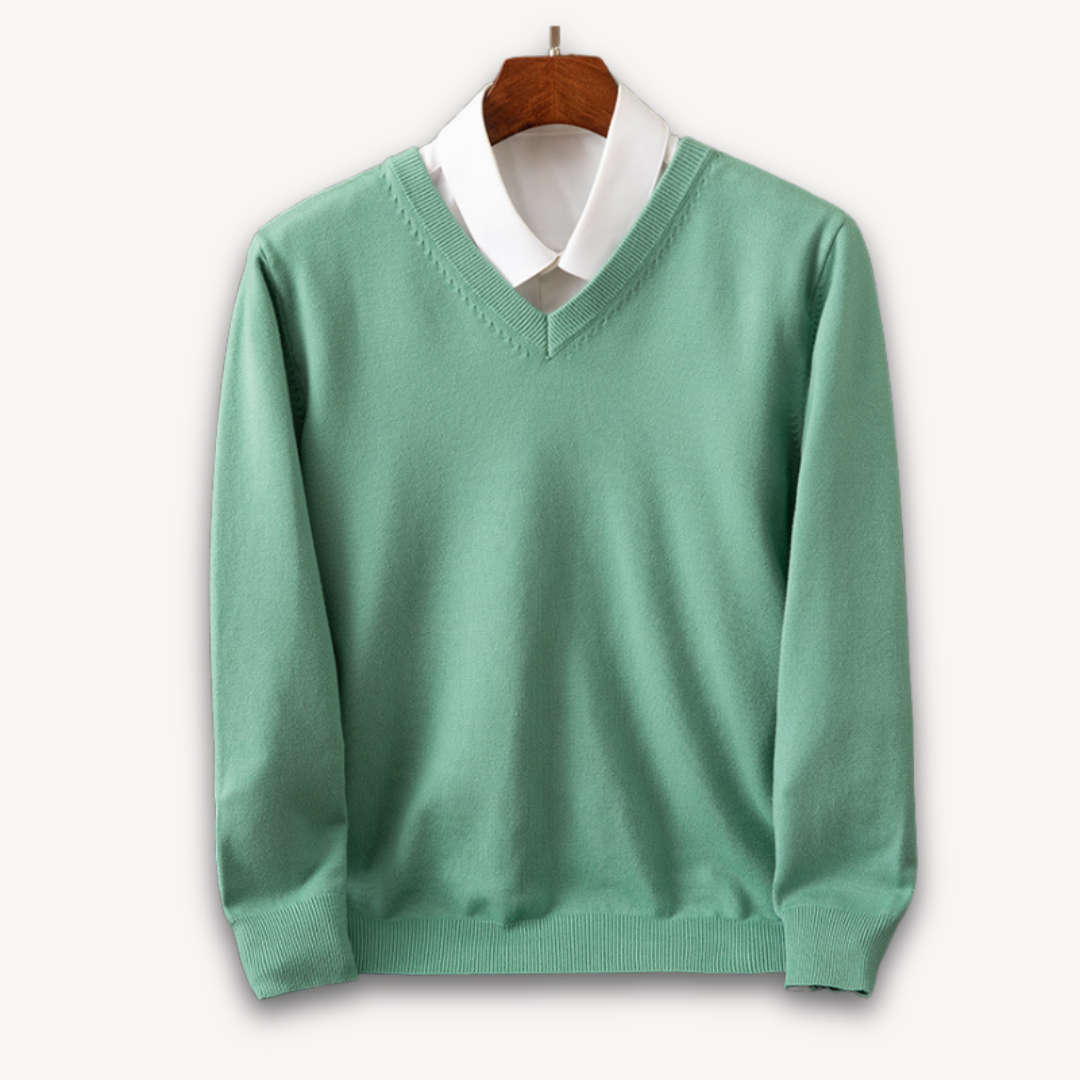 Mens Cashmere Sweater Elegant V-Neck