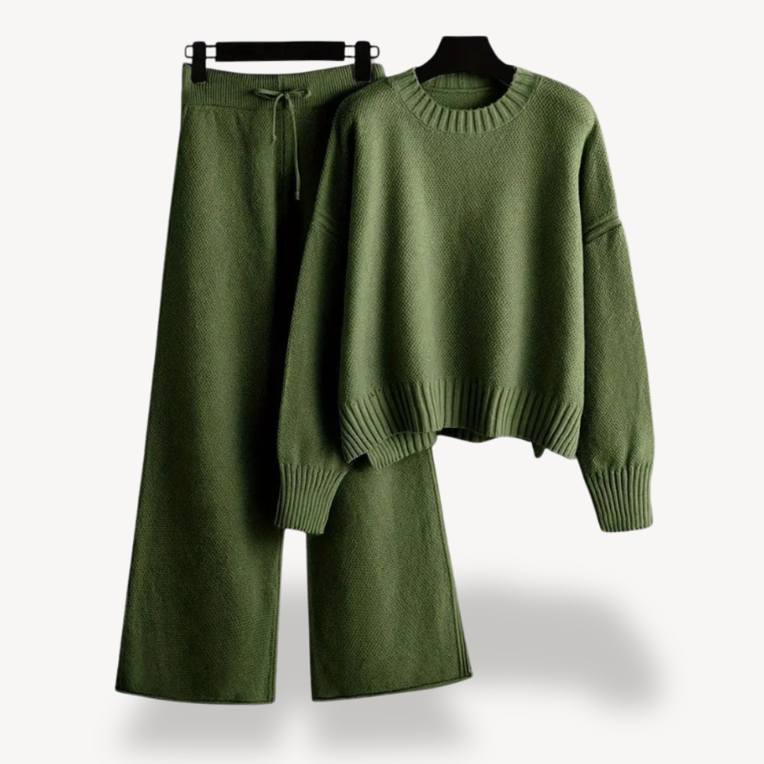 Womens Knit Loungewear Set Relaxed Fit