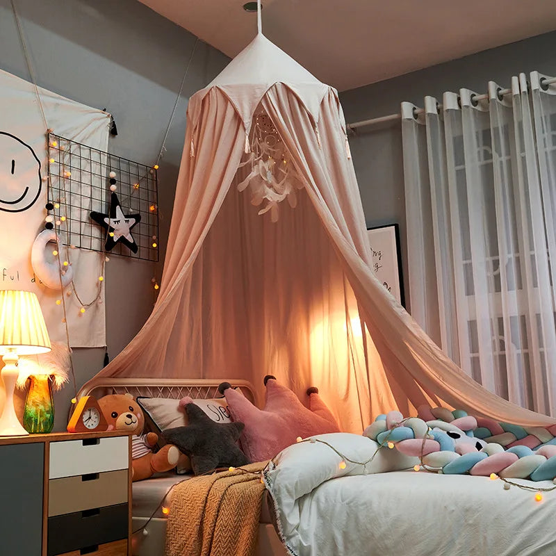 Girls Bed Canopy Cotton Tassel Detail - BritishMode