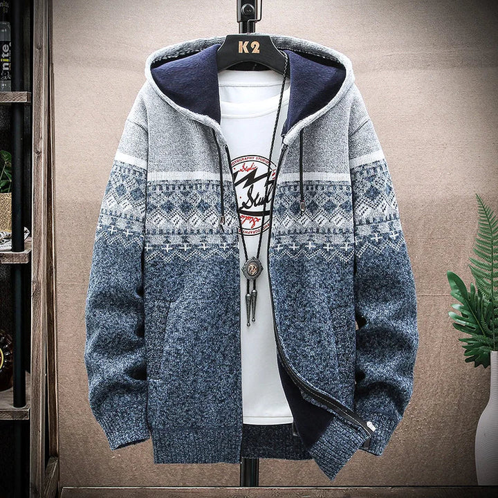 Mens Hooded Winter Jacket Plaid Warm Fit