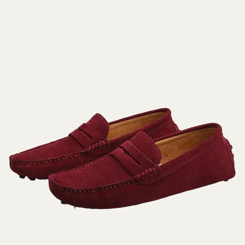 Mens Slip-On Driving Moccasins Suede Texture