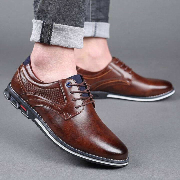 Mens Loafers Lace-Up with Cushioned Sole and Stitch Detail