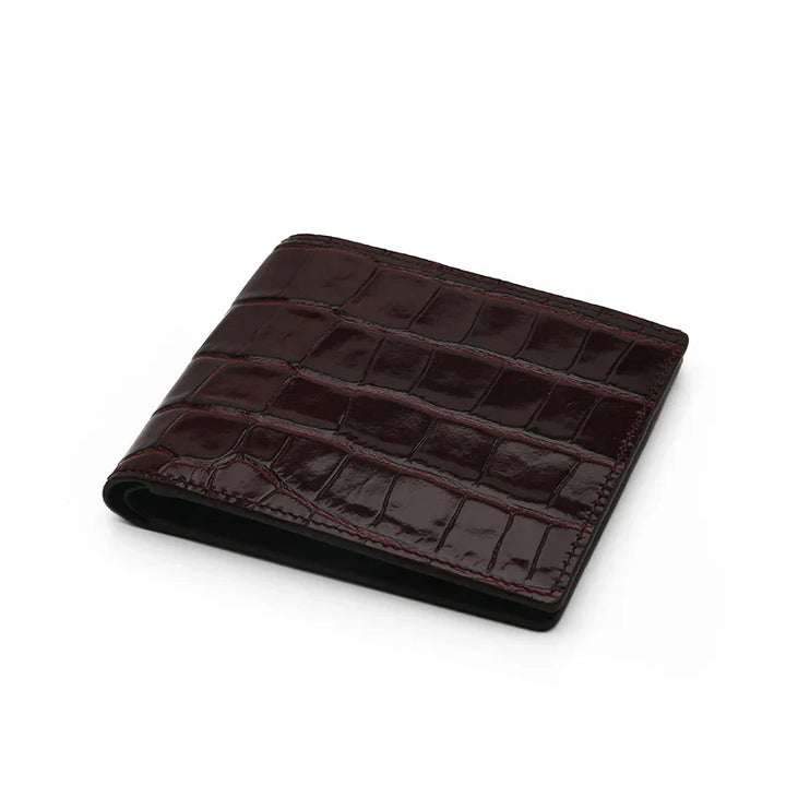 Mens Fold Wallet Crocodile Skin Texture