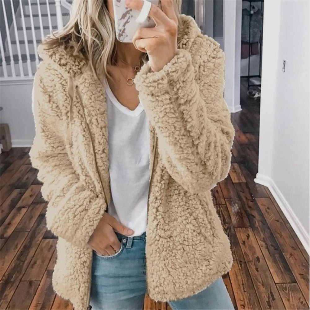 Womens Teddy Coat Soft Fleece Hooded - BritishMode