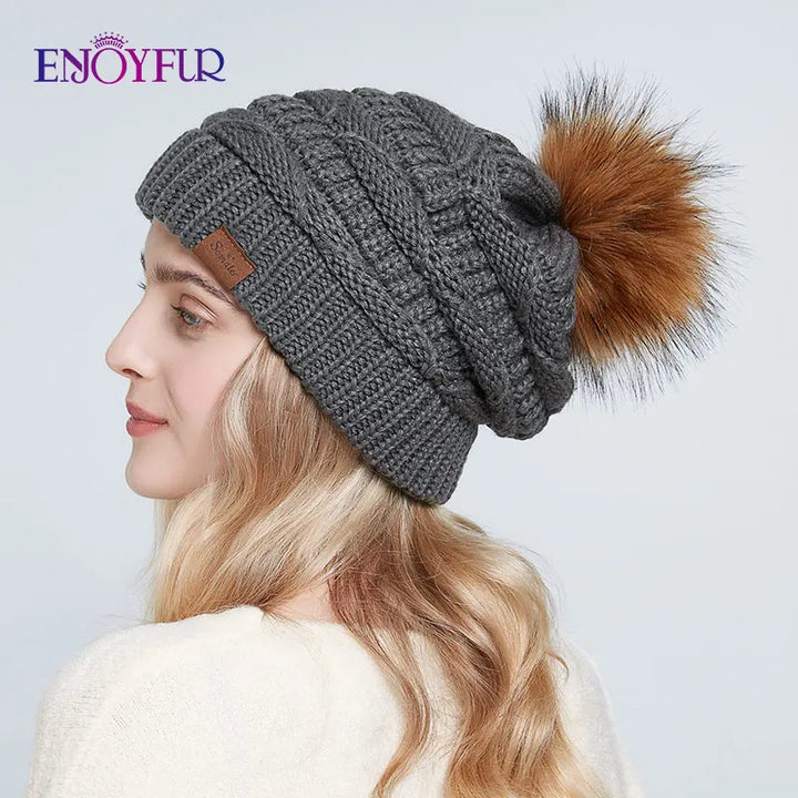 Unisex Slouch Beanie Hat Soft Faux Fur Winter - BritishMode