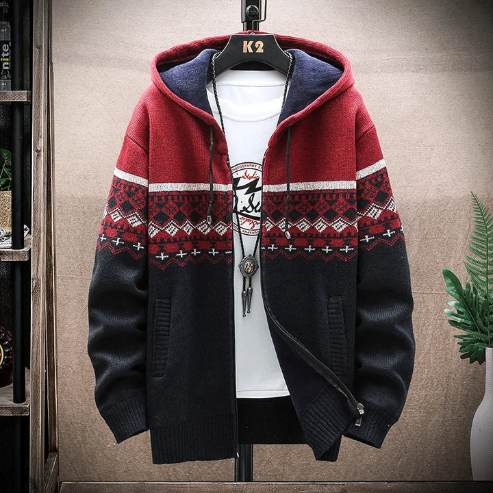 Mens Hooded Winter Jacket Plaid Warm Fit