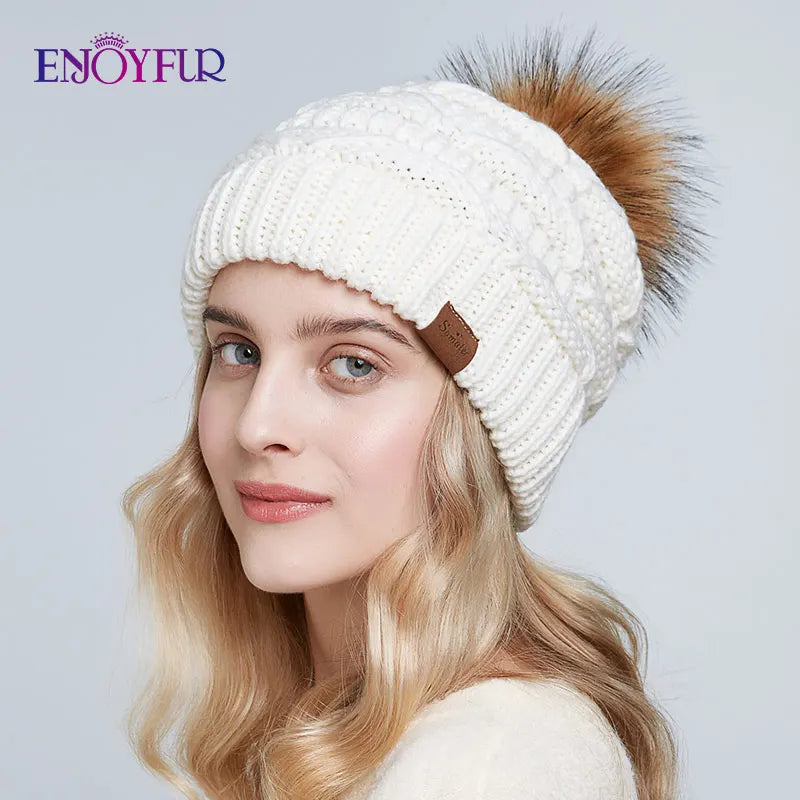 Unisex Slouch Beanie Hat Soft Faux Fur Winter