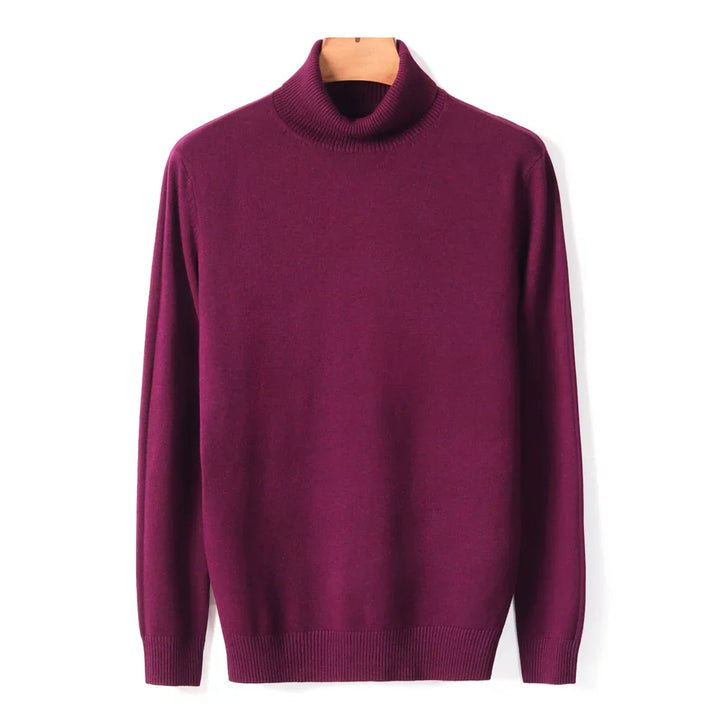 Mens Ribbed Turtleneck Knit Sweater Slim Fit