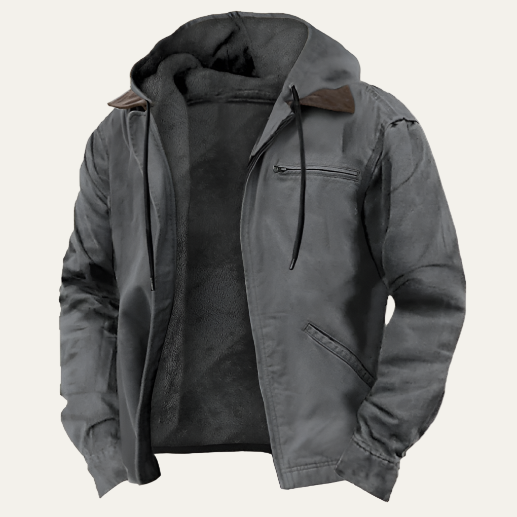 Mens Casual Zip Jacket with Hood Winter Style
