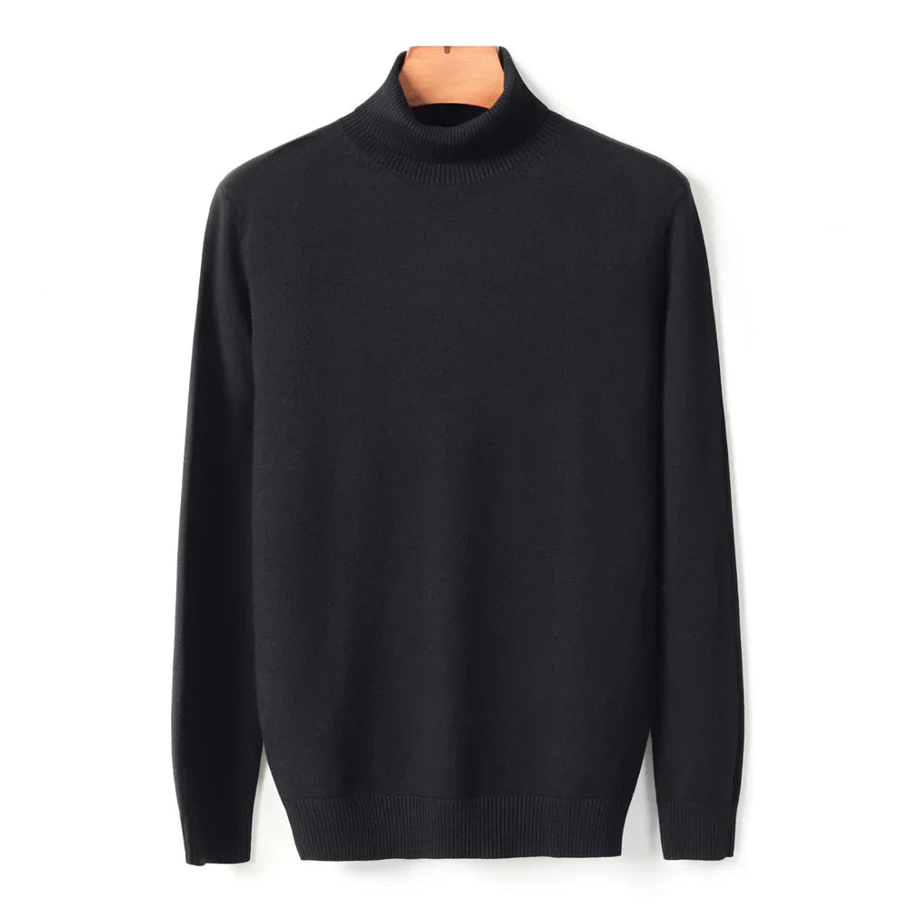 Mens Ribbed Turtleneck Knit Sweater Slim Fit