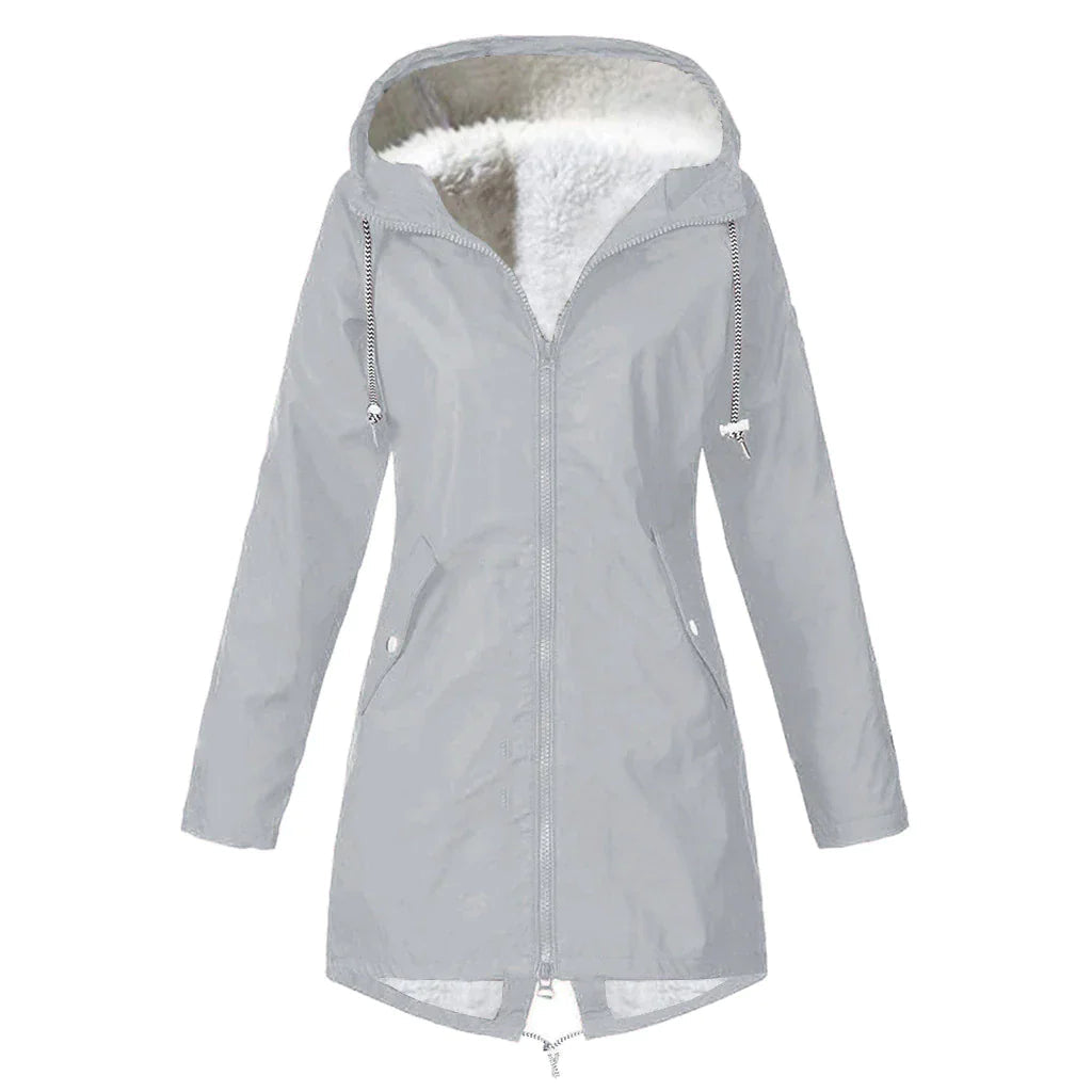 Womens Waterproof Parka Jacket with Hood and Fleece Lining